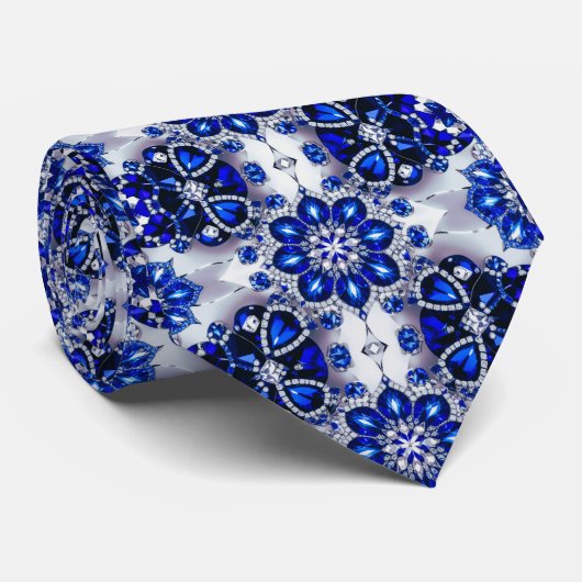 Krawatte mit blauweißem Farbdesign (Gerollt)