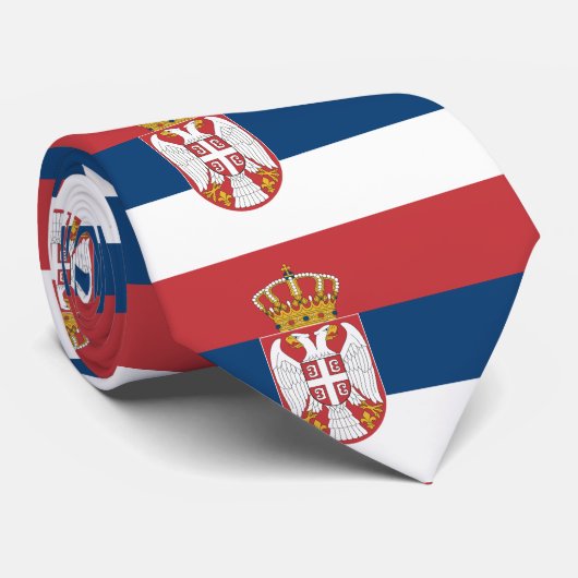 Krawatte mit der Flagge Serbiens (Gerollt)