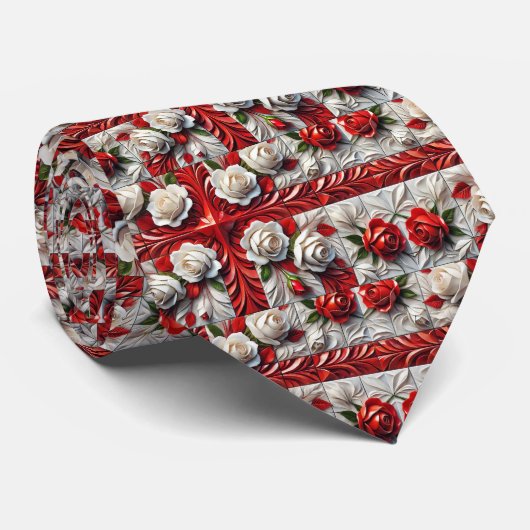 Krawatte mit englischer Rose Design (Gerollt)