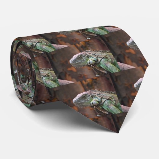 Krawatte mit farbiger Leguaneidechse (Gerollt)