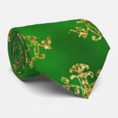 Krawatte mit Grün- und Golddekoration (Gerollt)