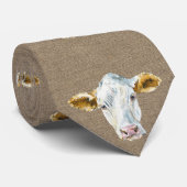 Krawatte mit Kuhbild auf Burlap Color (Gerollt)
