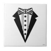 Krawatte mit schwarzem und weißem Bow mit Tux Fliese (Vorderseite)