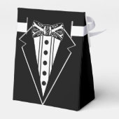 Krawatte mit schwarzem und weißem Bow mit Tux Geschenkschachtel (Rückseite)