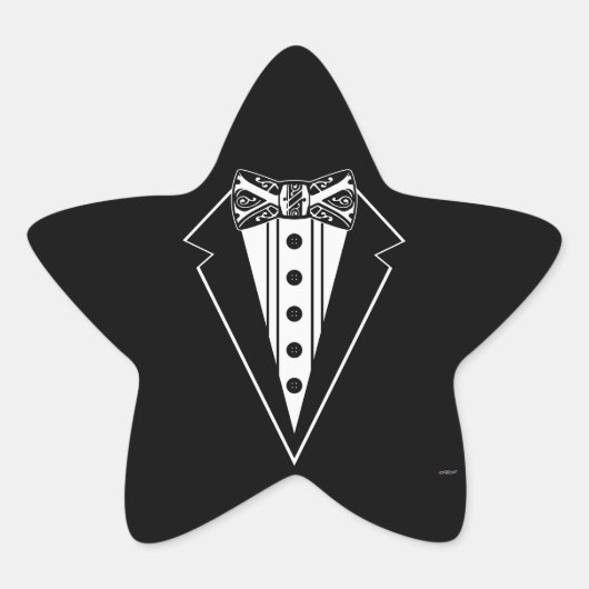 Krawatte mit schwarzem und weißem Bow mit Tux Stern-Aufkleber (Vorderseite)