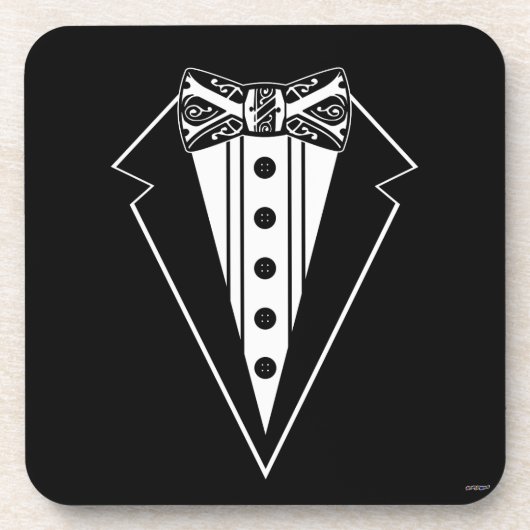 Krawatte mit schwarzem und weißem Bow mit Tux Untersetzer (Vorderseite)