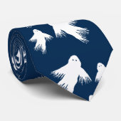 Krawatte Navy Blue Halloween Ghosts (Gerollt)