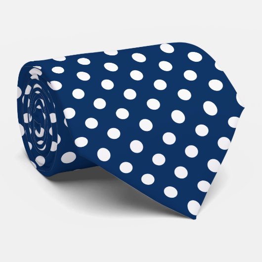 Krawatte-Navy Blue Polka dots Neck Tie Krawatte (Gerollt)