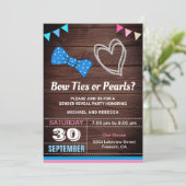 Krawatte oder Perlen Gender Reveal Party Einladung (Stehend Vorderseite)