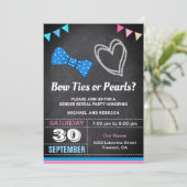 Krawatte oder Perlen Gender Reveal Party Einladung (Stehend Vorderseite)