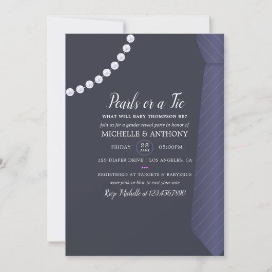 Krawatte oder perlmutäre Party Einladung (Vorderseite)