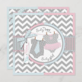 Krawatte oder Tutu u. Zickzack Druck-Geschlecht Einladung (Vorne/Hinten)