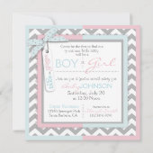 Krawatte oder Tutu u. Zickzack Druck-Geschlecht Einladung (Rückseite)