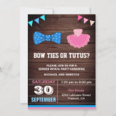 Krawatte oder Tutus Gender Reveal Party Einladung (Vorderseite)