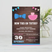 Krawatte oder Tutus Gender Reveal Party Einladung (Stehend Vorderseite)