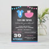 Krawatte oder Tutus Gender Reveal Party Einladung (Stehend Vorderseite)