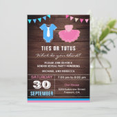 Krawatte oder Tutus Gender Reveal Party Einladung (Stehend Vorderseite)