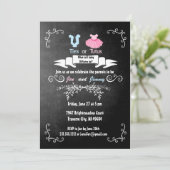 Krawatte oder Tutus Gender Reveve Invitation Baby Einladung (Stehend Vorderseite)