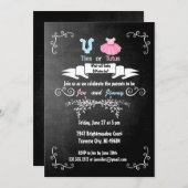 Krawatte oder Tutus Gender Reveve Invitation Baby Einladung (Vorne/Hinten)