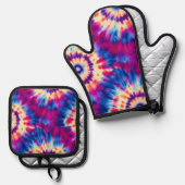 Krawatte Ofenhandschuh & Topflappen-Set (Vorderseite/Rückseite)