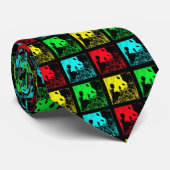 Krawatte, Pop Art Gigant Panda Rot Gelb Grün Krawatte (Gerollt)