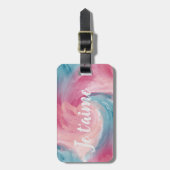 Krawatte rosa und blau-painterly Wasserfarbe in Li Gepäckanhänger (Vorderseite vertikal)
