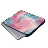 Krawatte rosa und blau-painterly Wasserfarbe in Li Laptopschutzhülle (Vorne Knopf)