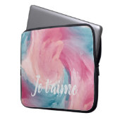 Krawatte rosa und blau-painterly Wasserfarbe in Li Laptopschutzhülle (Vorderseite Links)