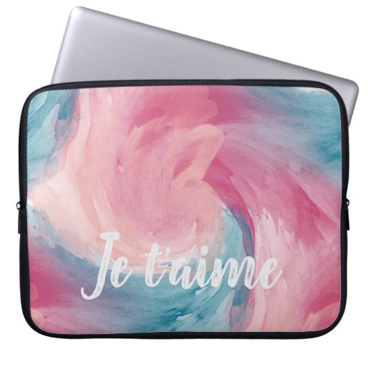 Krawatte rosa und blau-painterly Wasserfarbe in Li Laptopschutzhülle (Vorderseite)