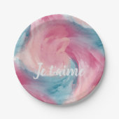 Krawatte rosa und blau-painterly Wasserfarbe in Li Pappteller (Vorderseite)