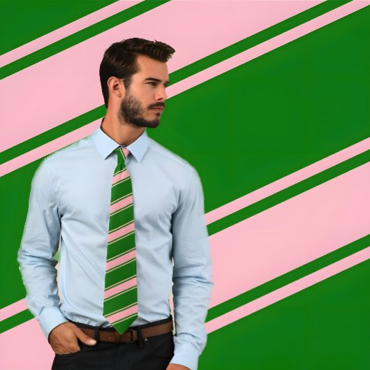 Krawatte Rosa und Grüne Dicke und dünne Diagonale