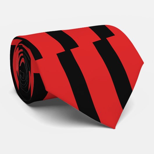 Krawatte rot und schwarz (Gerollt)