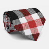 Krawatte Rot und Schwarzer Tartan (Gerollt)