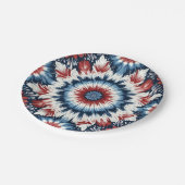 Krawatte rot, weiß und blau pappteller (Schrägansicht)