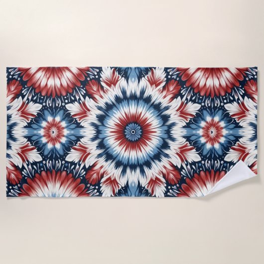Krawatte rot, weiß und blau strandtuch (Vorderseite)