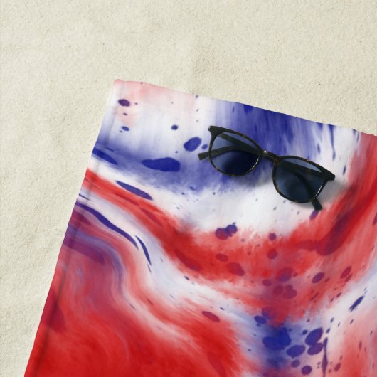 Krawatte Rot, Weiß und Blau | Wasserfarbe Strandtuch (Beispiel)