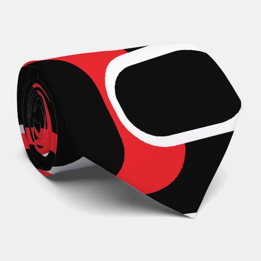 Krawatte Rot Weiß und Grau Retro Square (Gerollt)