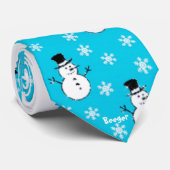 Krawatte - SchneeflockeSnowman (Gerollt)