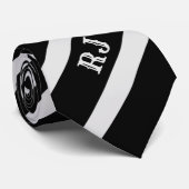 Krawatte Schwarz/Grau mit Monogramm (Gerollt)