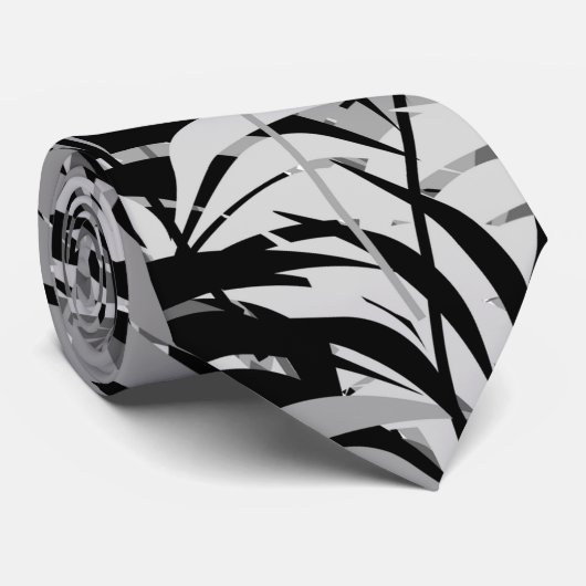 Krawatte Schwarz-Graupalmen (Gerollt)