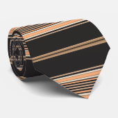 Krawatte Schwarz, Weiß und Tan (Gerollt)