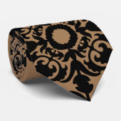 Krawatte - Schwarzes Muster - Initials Tan (Gerollt)