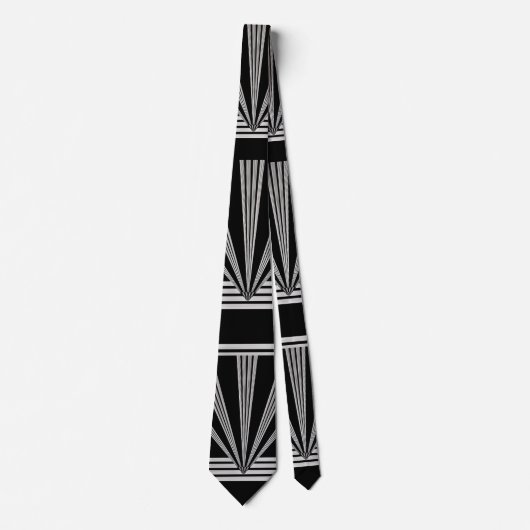 Krawatte Silber Schwarz Art Deco 2 (Vorderseite)
