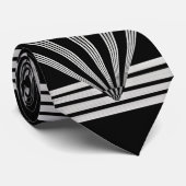 Krawatte Silber Schwarz Art Deco 2 (Gerollt)