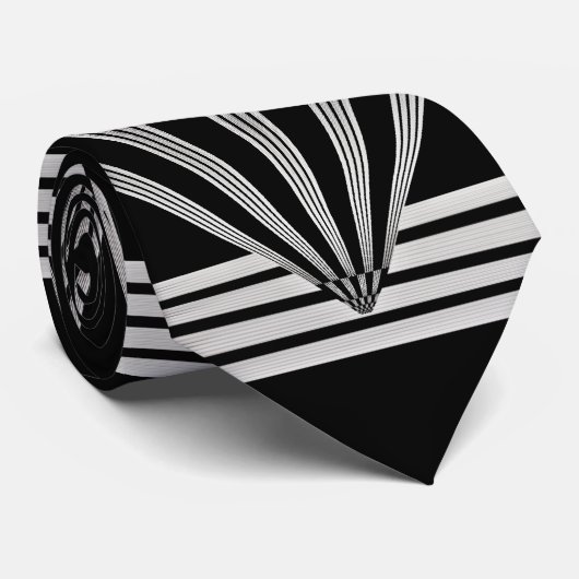 Krawatte Silver Black Art Deco (Gerollt)