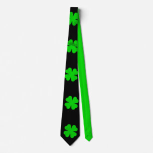 Krawatte St Patricks Day Kleeblatt Schwarz Neon Gr