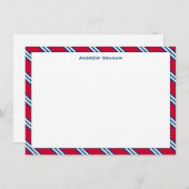 Krawatte Strip Red and Navy Note Card Mitteilungskarte (Vorne/Hinten)