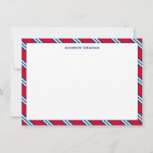 Krawatte Strip Red and Navy Note Card Mitteilungskarte (Vorderseite)