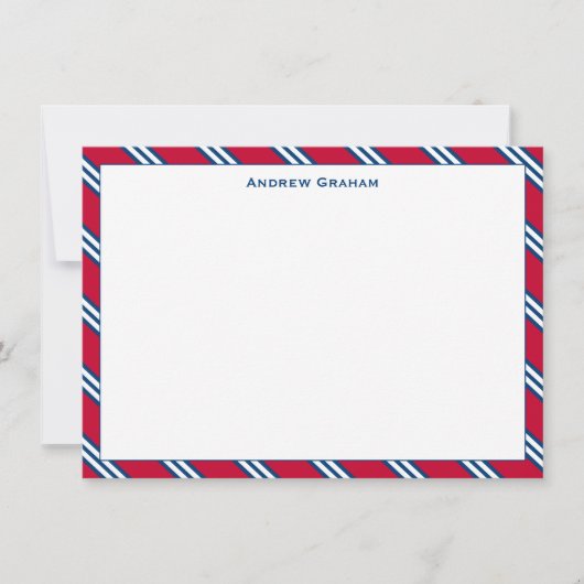 Krawatte Strip Red and Navy Note Card Mitteilungskarte (Vorderseite)