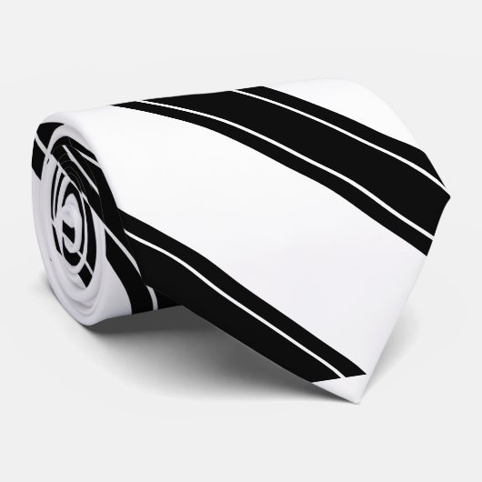 Krawatte / Triple Strip Schwarz auf weißem Muster (Gerollt)
